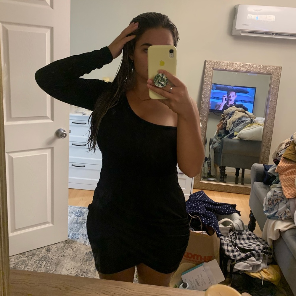 Missguided one shoulder rouched bodycon dress